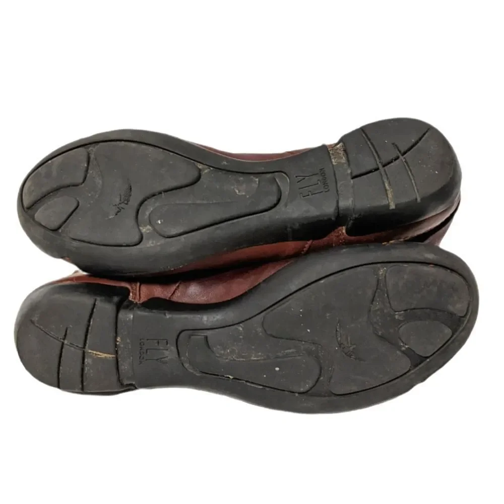 FLY LONDON Brown Leather Flat Booties 42